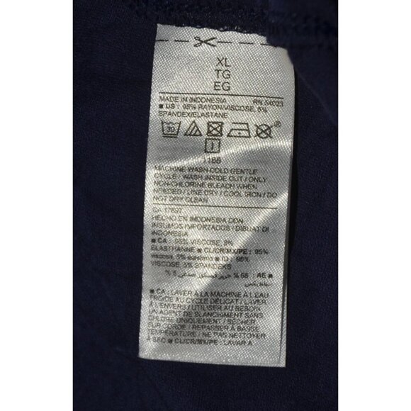 Old Navy XL Women Swing Dress Navy Blue Knit Polka Dot Stretch Casual Preppy - Picture 8 of 9